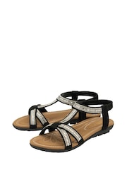 Lotus Black Open-Toe Flat Sandals - Image 2 of 4