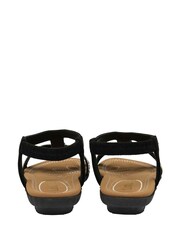 Lotus Black Open-Toe Flat Sandals - Image 3 of 4