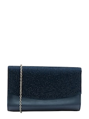 Lotus Blue Clutch Bag With Chain - Image 1 of 4