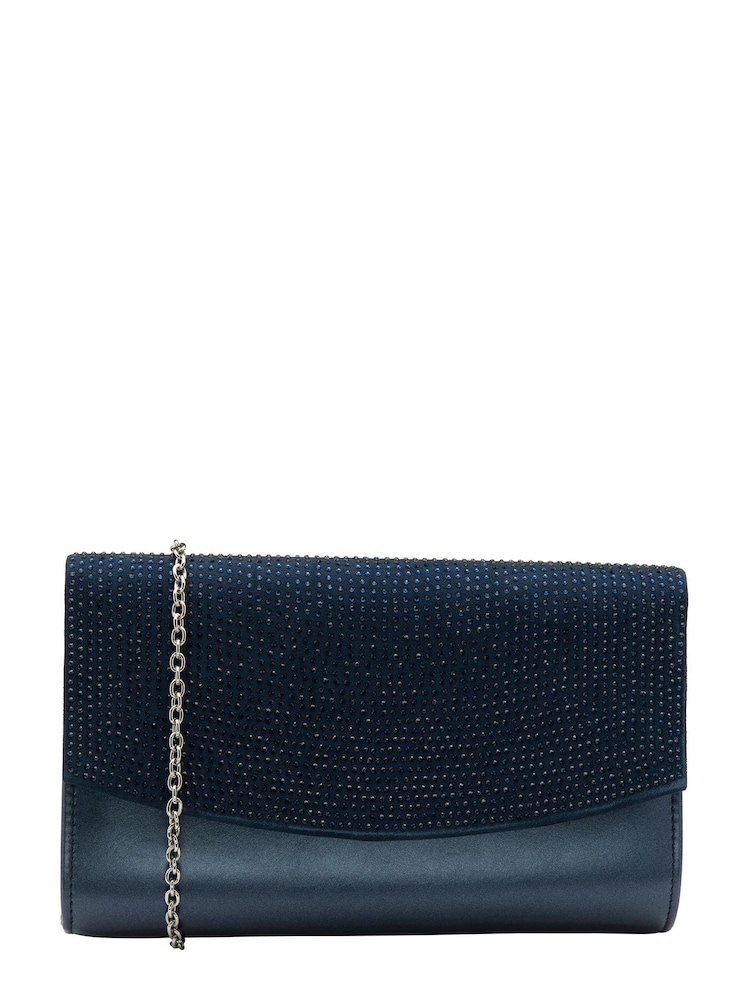 Lotus Blue Clutch Bag With Chain - Image 1 of 4