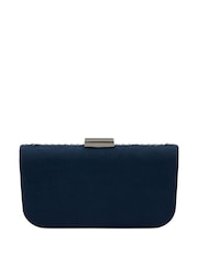 Lotus Blue Dark Clutch Bag with Chain - Image 2 of 4