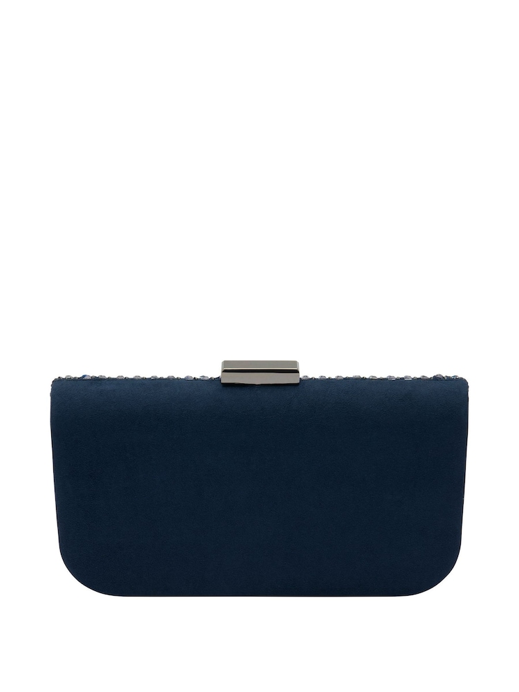 Lotus Blue Dark Clutch Bag with Chain - Image 2 of 4