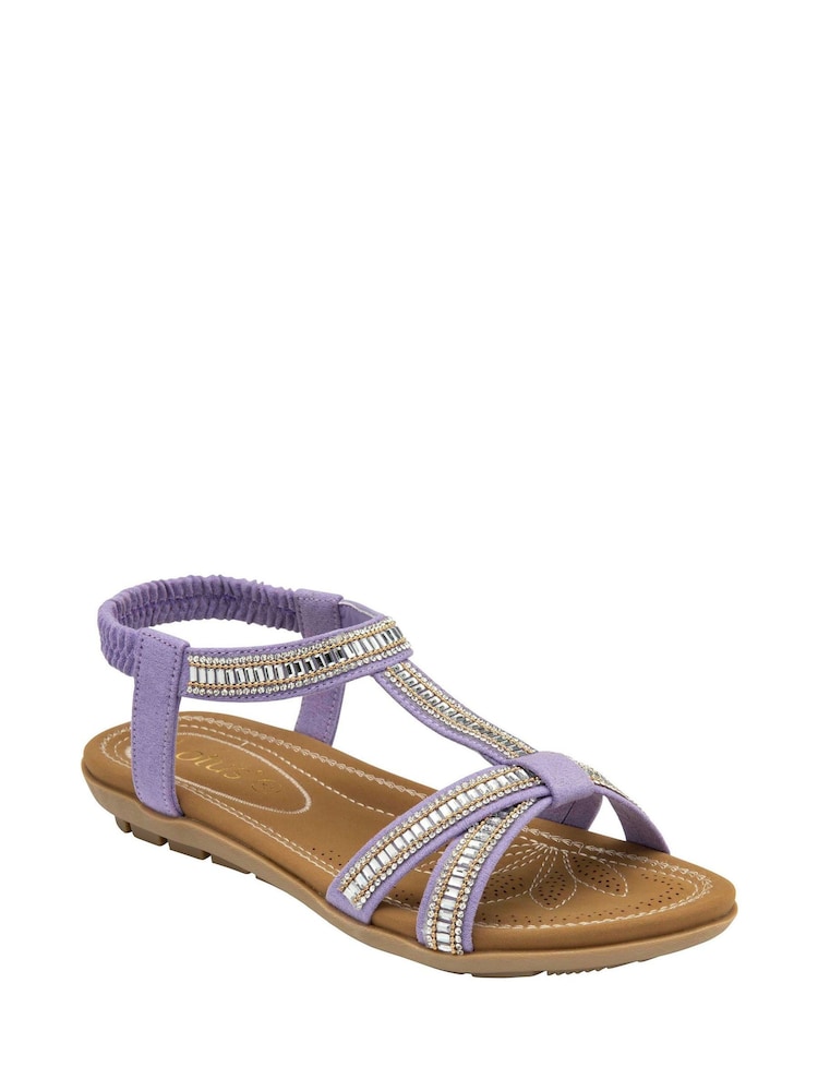 Lotus Purple Open-Toe Flat Sandals - Image 1 of 4 Lotus Purple Open-Toe Flat Sandals - Image 1 of 4