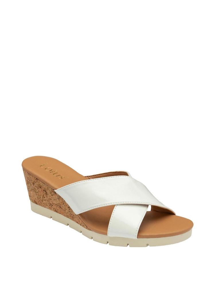 Lotus White Mule Wedge Sandals - Image 1 of 4