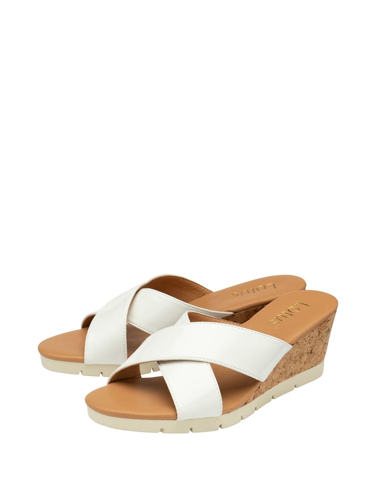 Lotus White Mule Wedge Sandals - Image 2 of 4