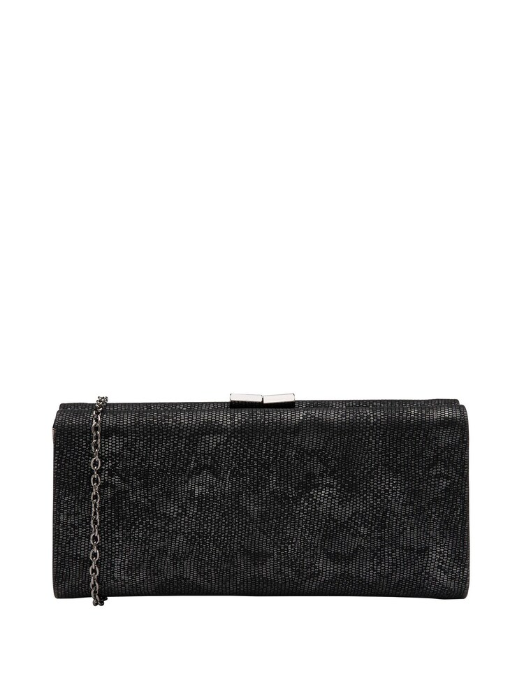 Lotus Black Clutch Bag with Chain - Image 1 of 4