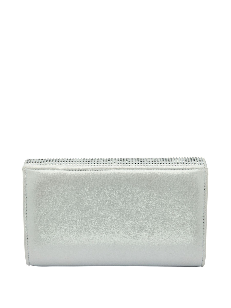 Lotus Silver Clutch Bag With Chain - Image 2 of 4