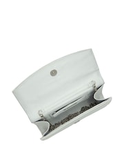 Lotus Silver Clutch Bag With Chain - Image 4 of 4