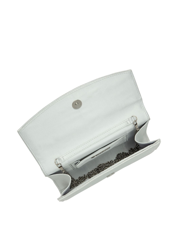 Lotus Silver Clutch Bag With Chain - Image 4 of 4