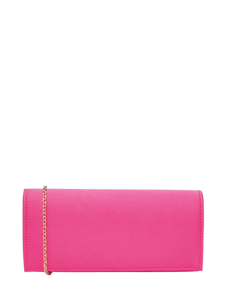 Lotus Pink Clutch Bag With Chain - Image 1 of 1