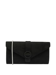Lotus Black Clutch Bag With Chain - Image 1 of 4