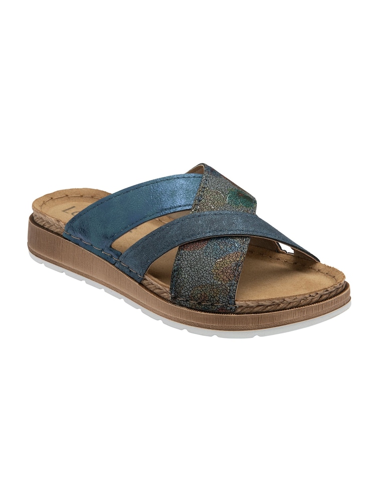 Lotus Blue Flat Mule Sandals - Image 1 of 4