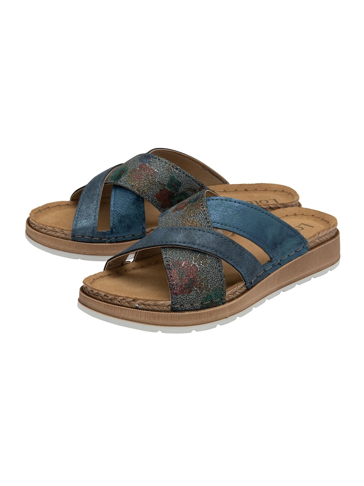 Lotus Blue Flat Mule Sandals - Image 2 of 4