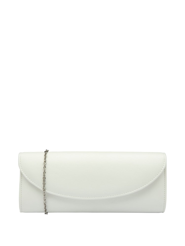 Lotus White Clutch Bag with Chain - Image 1 of 4