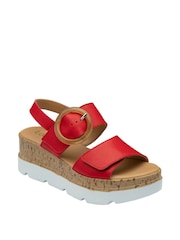 Lotus Red Flatform Sandals - Image 1 of 4