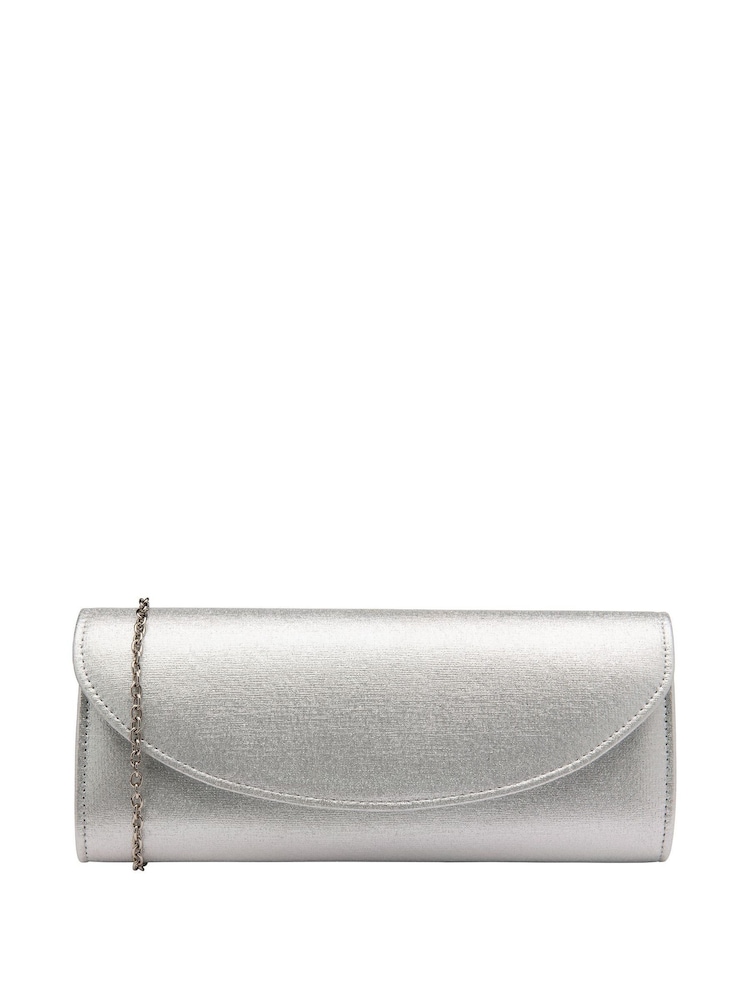 Lotus Silver Clutch Bag with Chain - Image 1 of 4