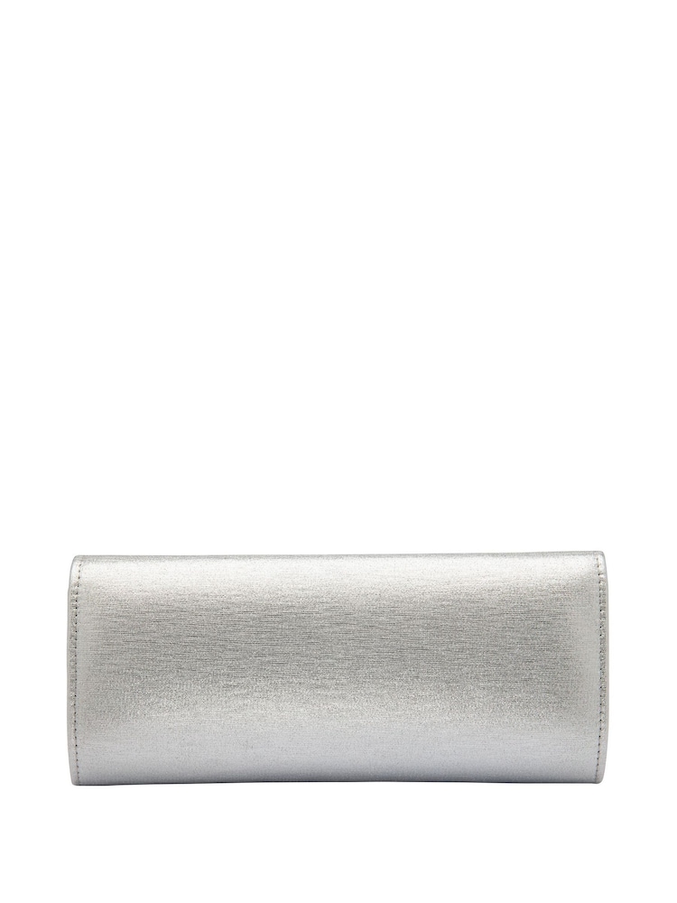Lotus Silver Clutch Bag with Chain - Image 2 of 4