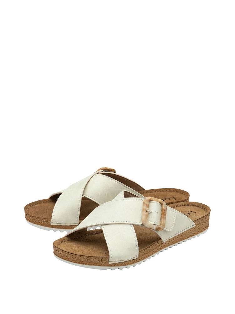 Blanco - Sandalias planas tipo chinelas de Lotus - Imagen 2 de 4 Blanco - Sandalias planas tipo chinelas de Lotus - Imagen 2 de 4