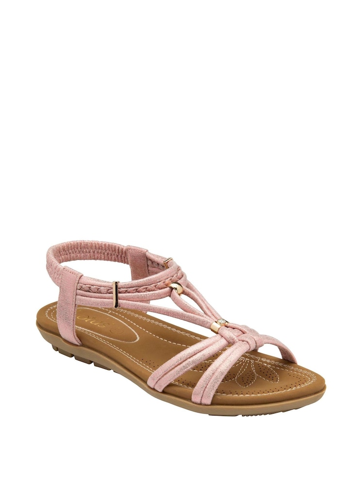 Lotus Pink Open-Toe Flat Sandals - Image 1 of 4 Lotus Pink Open-Toe Flat Sandals - Image 1 of 4