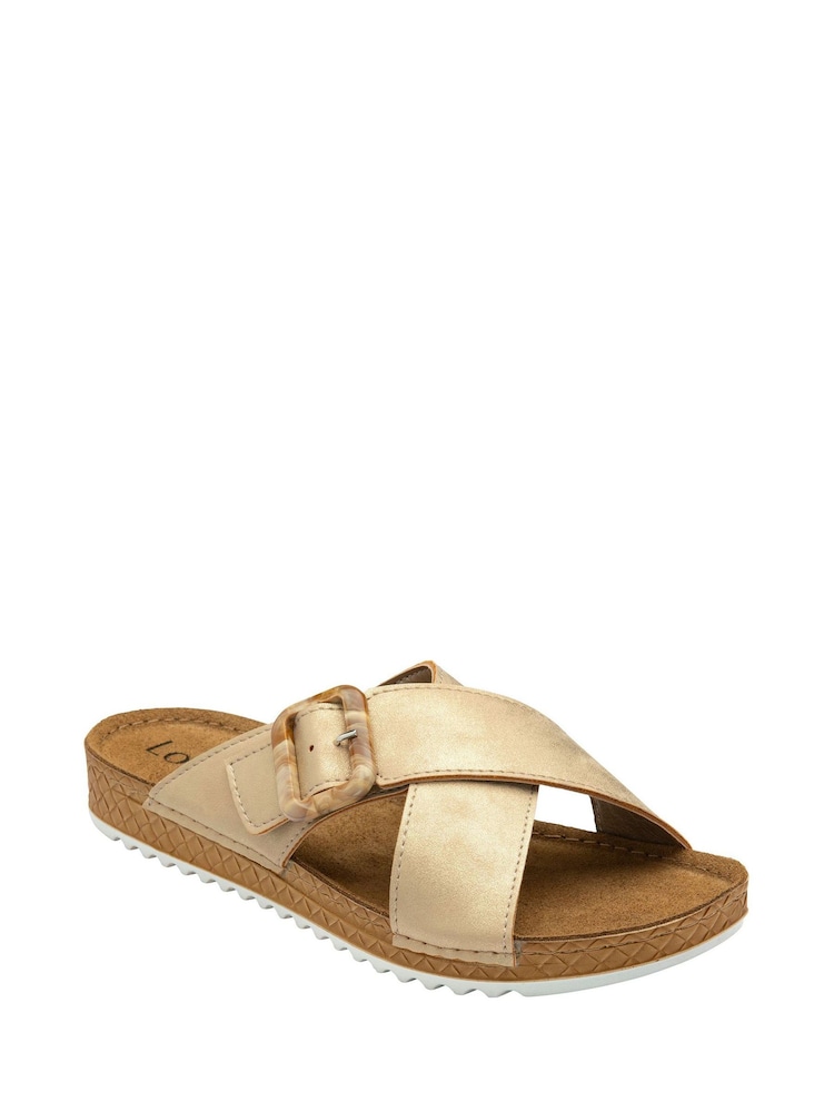 Lotus Gold/Brown Flat Mule Sandals - Image 1 of 4