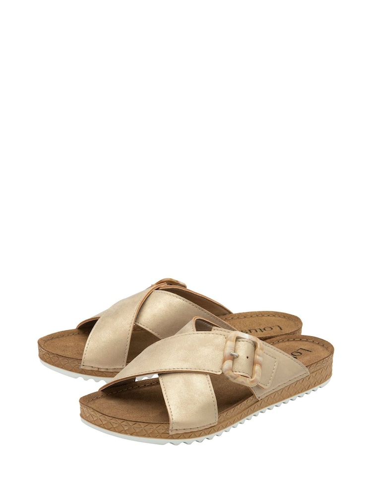 Lotus Gold/Brown Flat Mule Sandals - Image 2 of 4
