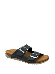 Lotus Blue Brown Flat Mule Sandals - Image 1 of 4