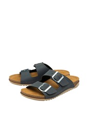 Lotus Blue Brown Flat Mule Sandals - Image 2 of 4