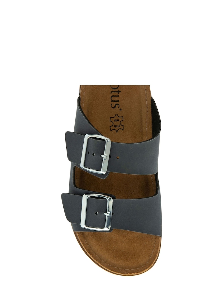 Lotus Blue Brown Flat Mule Sandals - Image 4 of 4