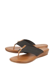 Lotus Black Toe-Post Sandals - Image 2 of 4