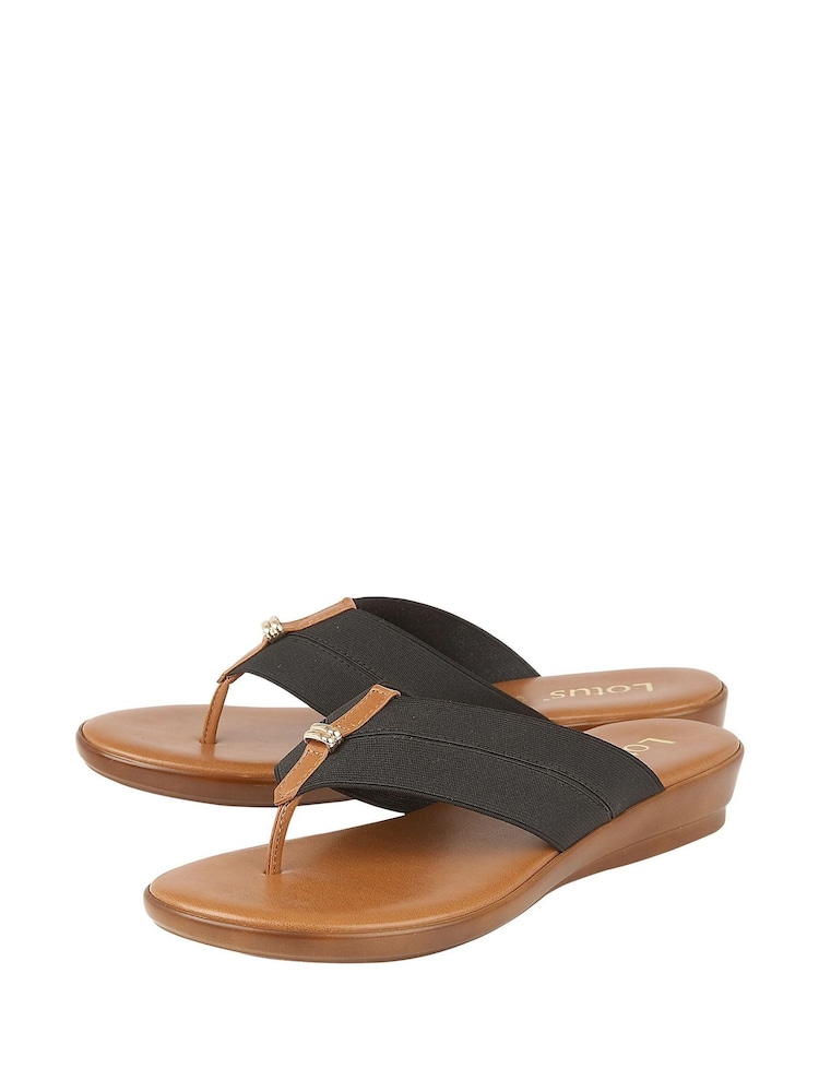 Lotus Black Toe-Post Sandals - Image 2 of 4