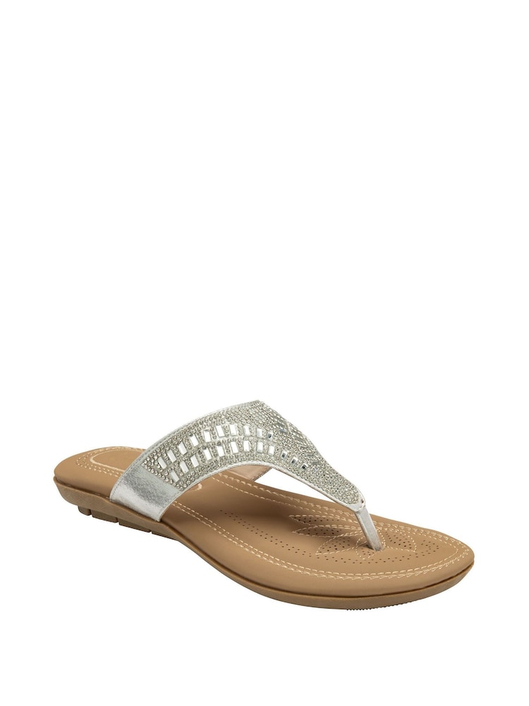 Lotus Silver Toe-Post Sandals - Image 1 of 4 Lotus Silver Toe-Post Sandals - Image 1 of 4