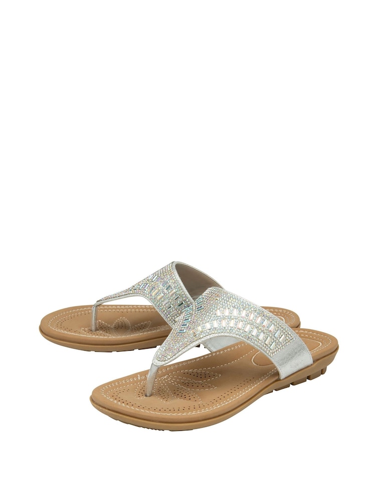 Lotus Silver Toe-Post Sandals - Image 2 of 4 Lotus Silver Toe-Post Sandals - Image 2 of 4