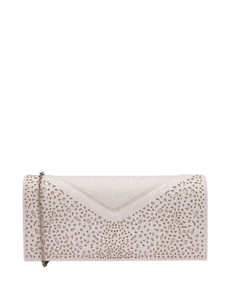Lotus Cream Clutch Bag with Chain - Image 1 of 4