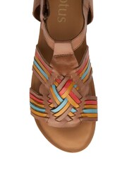 Lotus Brown Leather Flatform Sandals - Image 4 of 4