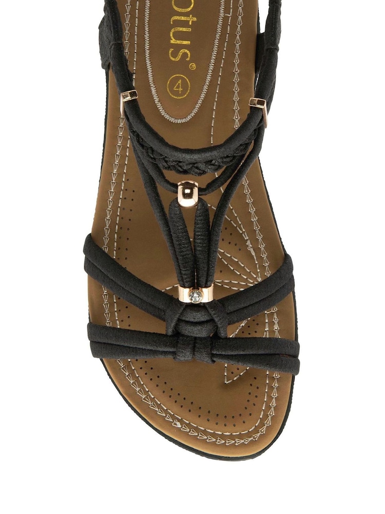 Lotus Black Open-Toe Flat Sandals - Image 4 of 4 Lotus Black Open-Toe Flat Sandals - Image 4 of 4