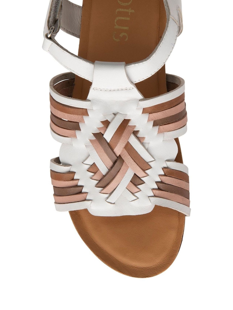 Lotus White Leather Flatform Sandals - Image 4 of 4