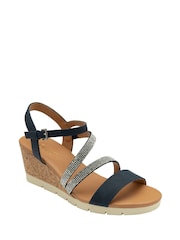 Lotus Blue/Sliver Open-Toe Heeled Sandals - Image 1 of 4