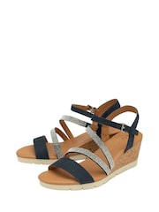 Lotus Blue/Sliver Open-Toe Heeled Sandals - Image 2 of 4