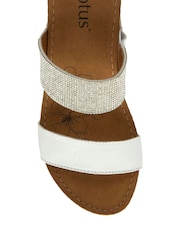 Lotus White/Brown Mule Wedge Sandals - Image 4 of 4