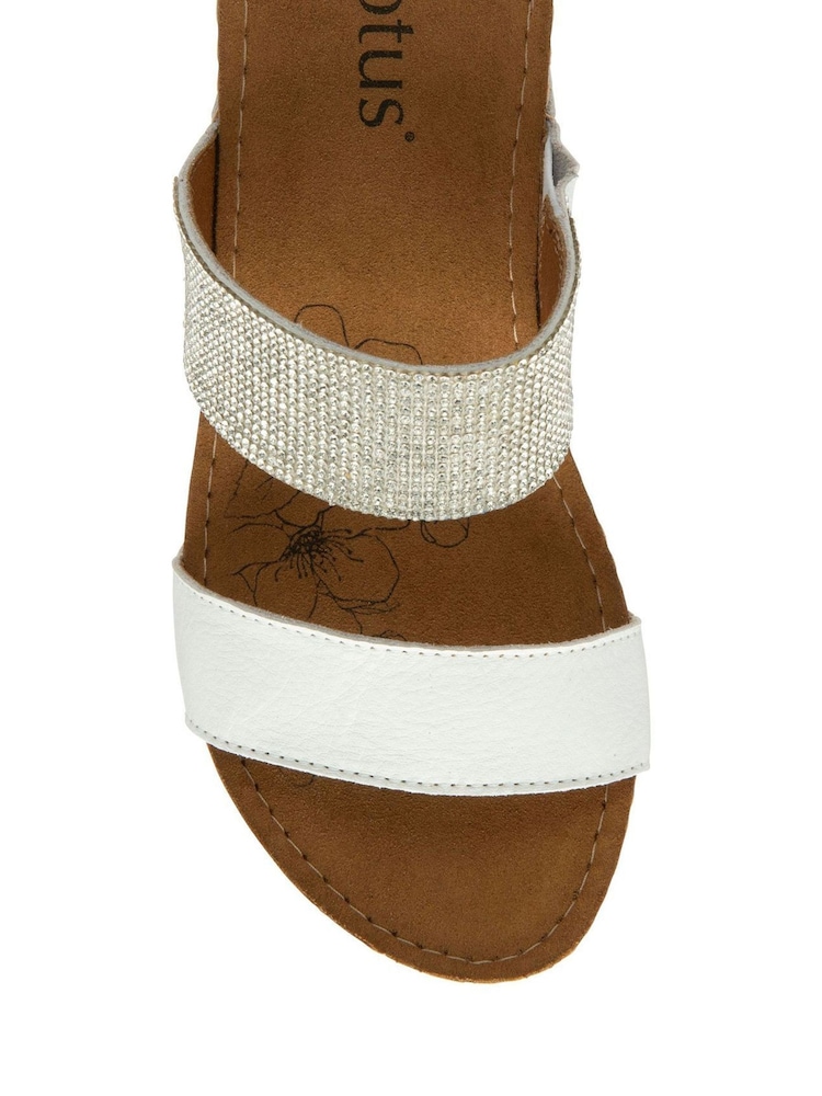 Lotus White/Brown Mule Wedge Sandals - Image 4 of 4