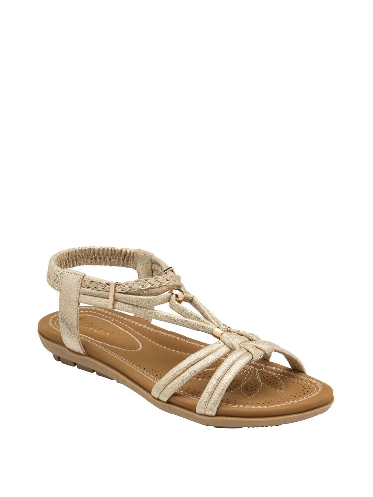 Lotus Gold Open-Toe Flat Sandals - Image 1 of 4