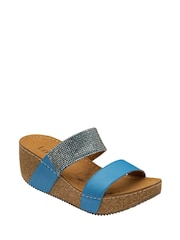 Lotus Blue Mule Wedge Sandals - Image 1 of 4
