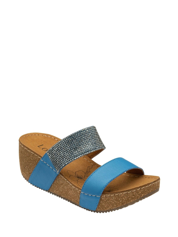 Lotus Blue Mule Wedge Sandals - Image 1 of 4