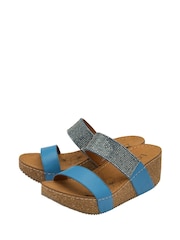 Lotus Blue Mule Wedge Sandals - Image 2 of 4