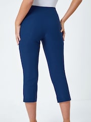 Roman Dark Blue Ground Petite Cropped Stretch Capri Trousers - Image 4 of 5