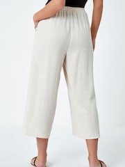 Roman Grey Linen Mix Wide Cropped Trousers - Image 3 of 4
