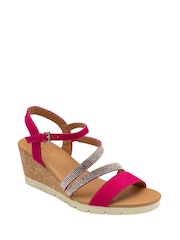 Lotus Pink Open-Toe Wedge Sandals - Image 1 of 4