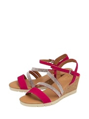 Lotus Pink Open-Toe Wedge Sandals - Image 2 of 4