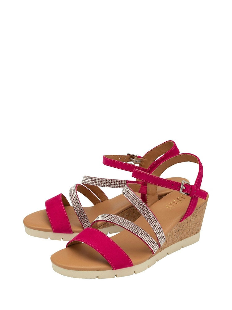 Lotus Pink Open-Toe Wedge Sandals - Image 2 of 4