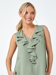 Roman Green Frill Front Vest Top - Image 2 of 5